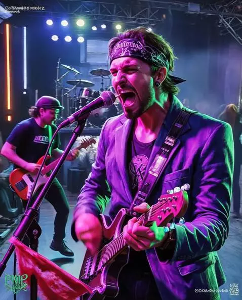AI Video from prompt: A dynamic cinematic shot of a punk rock musician