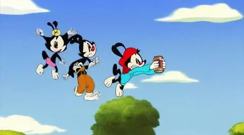 AI Video from prompt: wakko yakko and dot falling warner bros studios 