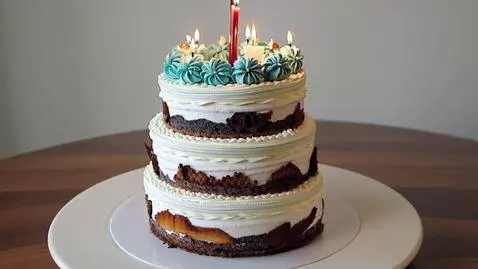 AI Video from prompt: A beautiful three-tiered white and turquoise fes