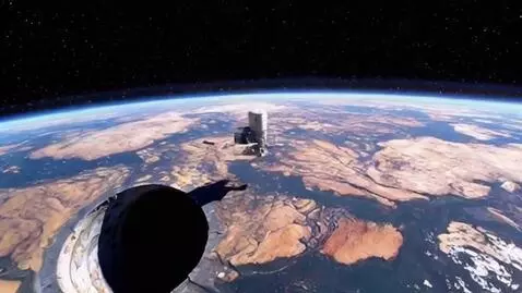 AI Video from prompt: В космическом пространстве летит мкс довольно бы