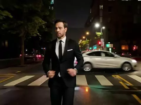 AI Video from prompt: Секретный агент быстро бежит по тёмной улице, уб