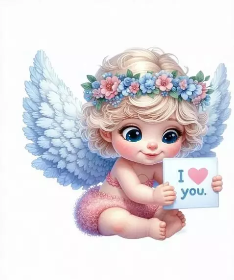 AI Video from prompt: Ангел улыбается и посылает сердечки