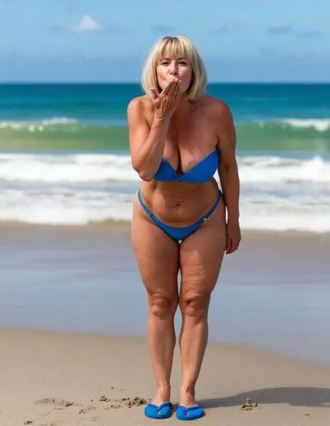 AI Video from prompt: The woman blows a kiss, turns her back to us and