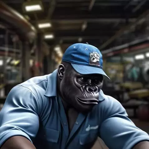 AI Video from prompt: Fomo ape is mopping the floor in the gym, a heav