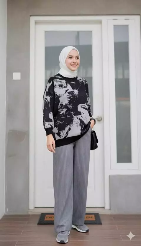 AI Video from prompt: Wanita itu bergerak seperti model profesional