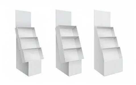 AI Video from prompt: show these cardboard displays one by one