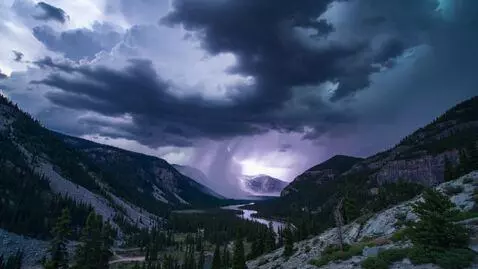 AI Video from prompt: The skies roar, rumble, shift in the valley