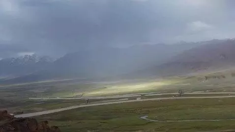 AI Video from prompt: The skies roar, rumble, shift in the valley