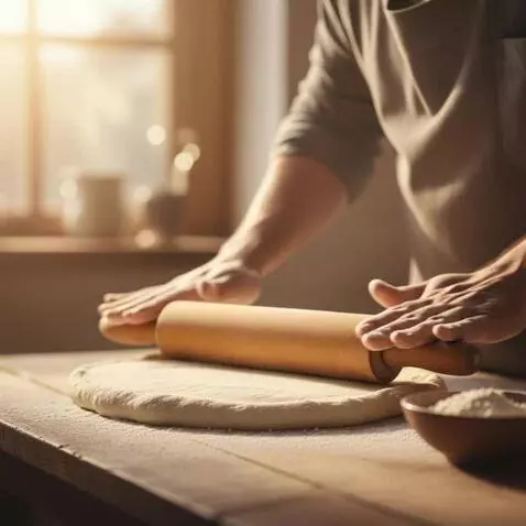 AI Video from prompt: The baker rolls out the dough with a rolling pin