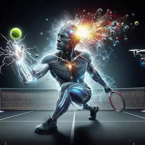 AI Video from prompt: “A futuristic cybernetic humanoid playing tennis