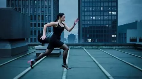 AI Video from prompt: A woman in a black pencil skirt and shiny stilet
