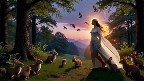 AI Video from prompt: ethereal woman with a golden aurora walks  grace