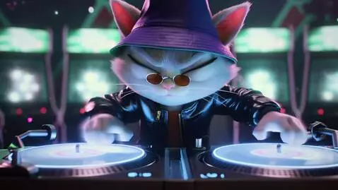 AI Video from prompt: “Cartoon-style video of a stylish cat acting as 