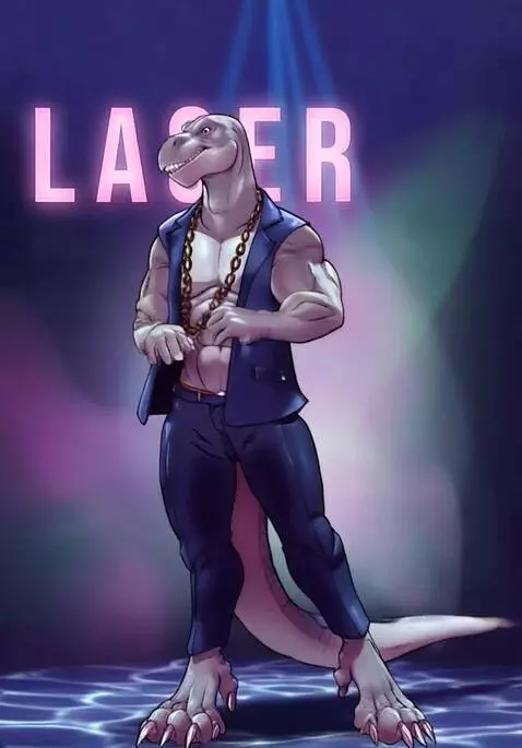 AI Video from prompt: T-rex dude came out on the stage getting ready t