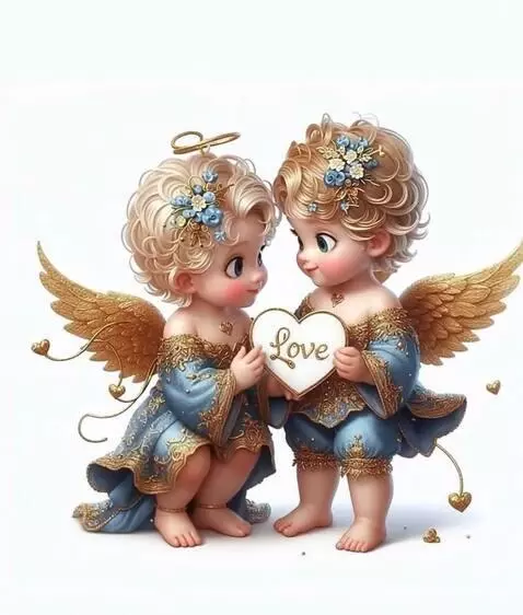 AI Video from prompt: Два ангела улыбаются и дарят сердце