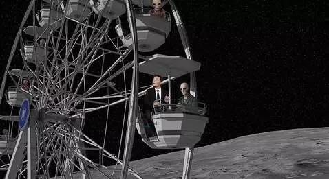 AI Video from prompt: on the moon. Elon Musk is sitting in a booth on 