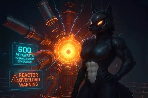 AI Video from prompt: reactor overload, furry female breasts expansion