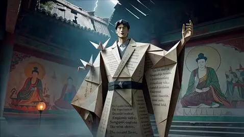 AI Video from prompt: Origami style : 이상범 Enigmatic death dealer 748cm