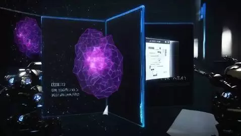 AI Video from prompt: Fast-paced futuristic visuals of robots, glowing