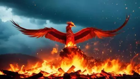 AI Video from prompt: epic cinematic shot of a majestic phoenix rising