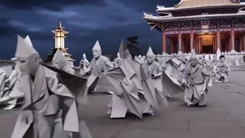 AI Video from prompt: Surreal Origami style :Nighttime , Army of 이상범 E