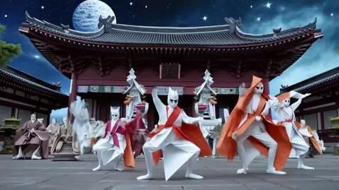 AI Video from prompt: Surreal Origami style :Nighttime , Army of 이상범 E