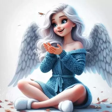 AI Video from prompt: Ангел улыбается и посылает поцелуй