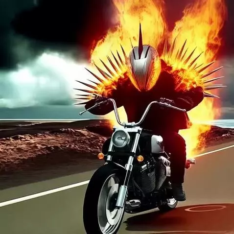 AI Video from prompt: Вырастают на шлеме и плечакх шипы в огне и мужчи