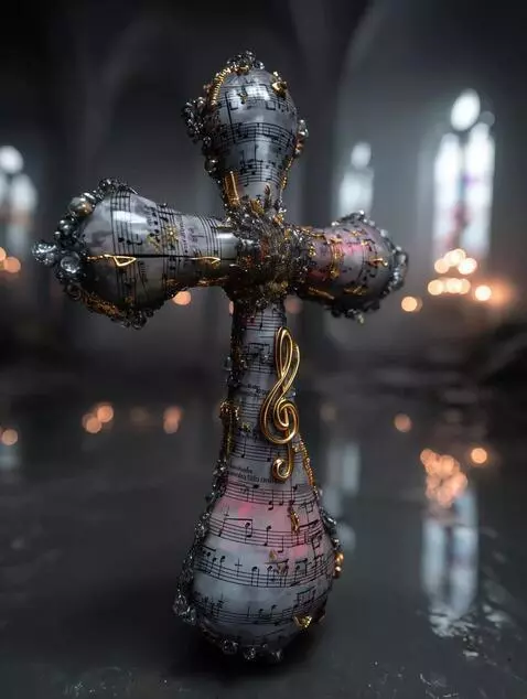 AI Video from prompt: The cross shakes and shatters into tiny golden 3