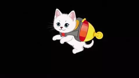 AI Video from prompt: маленький котенок в космосе летает на реактивных