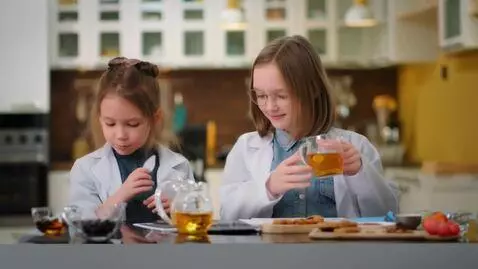 AI Video from prompt: A Scientist Girl takes a Formula from a table, D