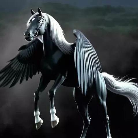 AI Video from prompt: Лошадь взлетает и махает крыльями