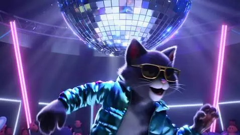 AI Video from prompt: “Cartoon-style video of a cool cat and a playful