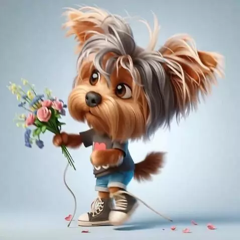 AI Video from prompt: Собака танцует и посылает сердечко