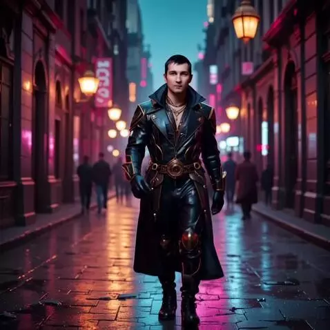 AI Video from prompt: Neon disco lights are flickering on the street, 