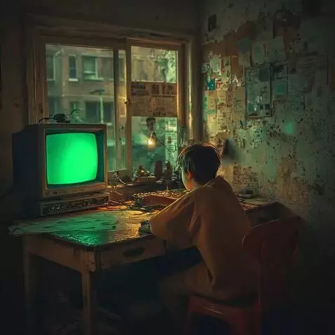 AI Video from prompt: - Çocuk eski bilgisayarı açar. Ekranda şu yazı b