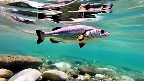 AI Video from prompt: создай видео как плывет форель в чистой прозрачн