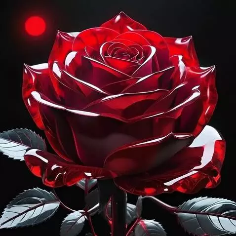 AI Video from prompt: ВЕтер дует на розу снизу вверх   роза не открыва