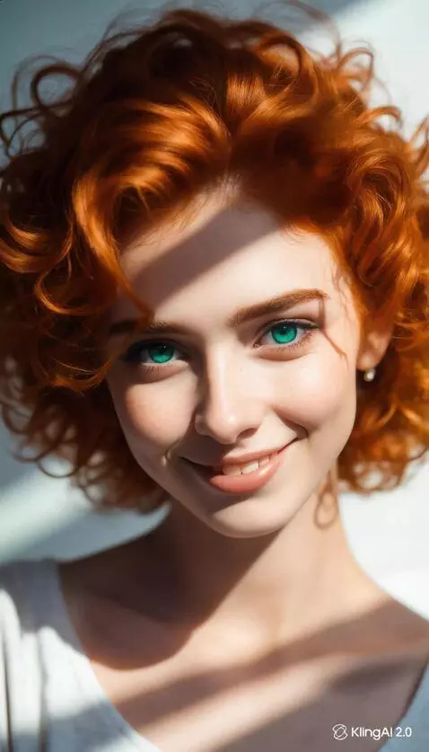 AI Video from prompt: Her eyes sparkle and she starts to smile and sho