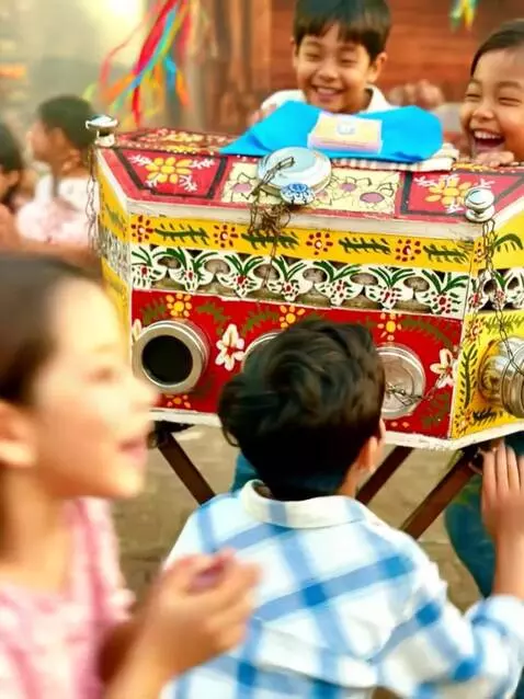 AI Video from prompt: An artistic, colorful festival scene where excit