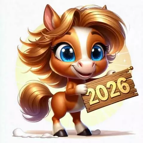 AI Video from prompt: Лошадь улыбается, держит баннер и танцует