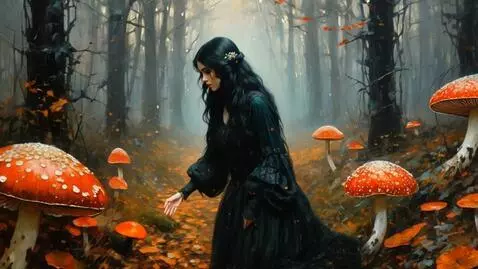 AI Video from prompt: Девушка на фоне осеннего леса с листопадом срыва