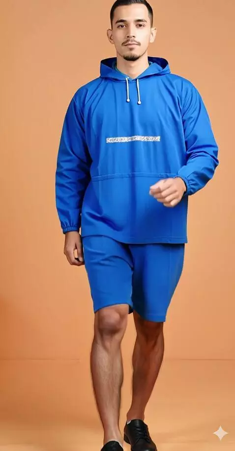 AI Video from prompt: A man showcasing cool shorts while walking forwa