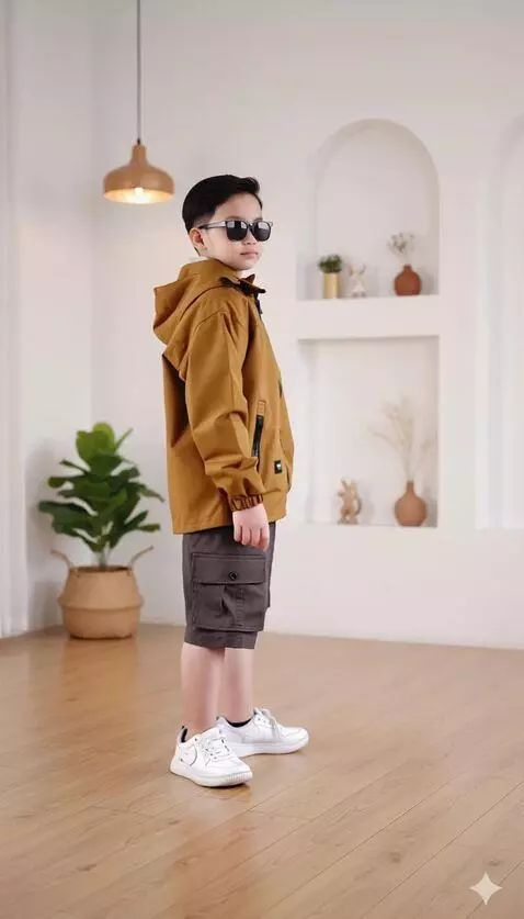 AI Video from prompt: Model anak tersebut menghadap ke arah kanan dan 