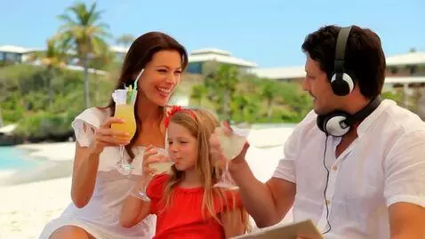 AI Video from prompt: A glamorous mom FaceTimes her chaotic kids from 