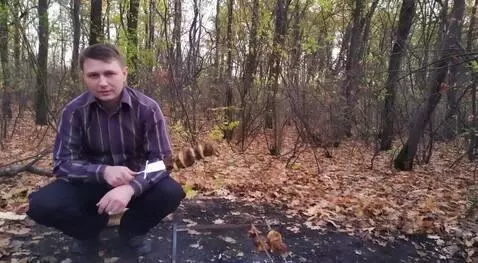 AI Video from prompt: Eating raw, bloody meat from a huge sword