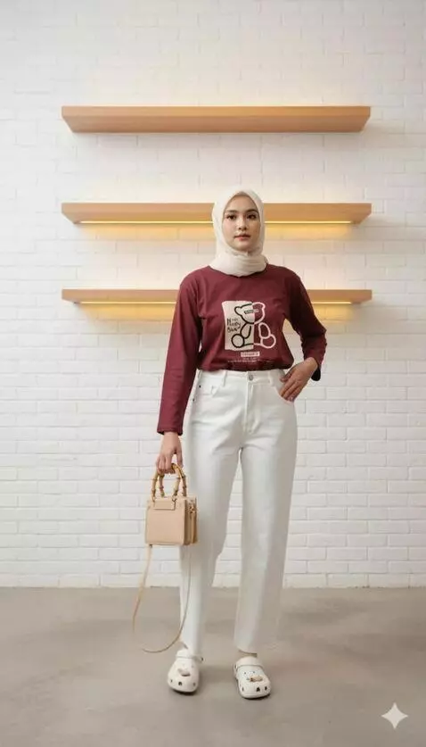 AI Video from prompt: Wanita itu berpose ke kanan dan ke kiri seperti 