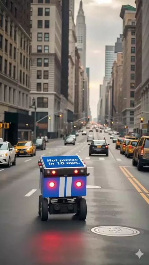 AI Video from prompt: 9:16 Asperct ration footage. A pizza delivery ro