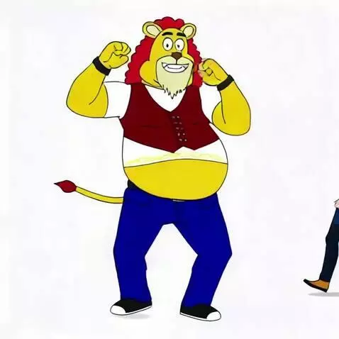 AI Video from prompt: The fat anthropomorphic lion are dancing on the 