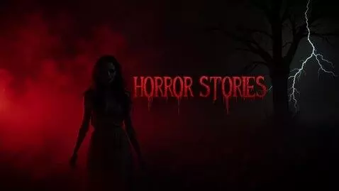 AI Video from prompt: "A terrifying horror intro video. Dark black bac